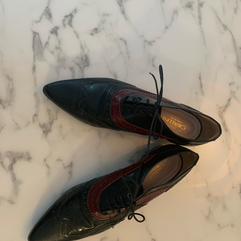 Roberto Cavalli Black and Red Leather Shoes